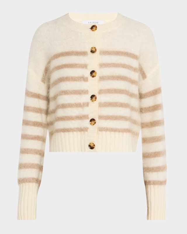 Striped Brushed Cashmere Cardigan
